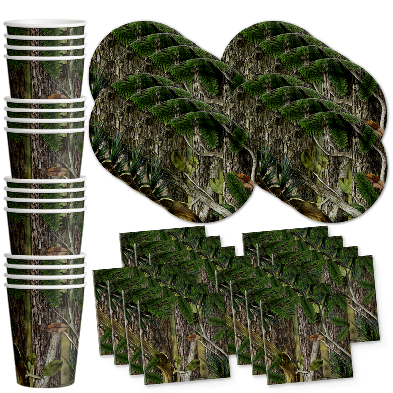 Hunter Camo Birthday Party Tableware Kit For 16 Guests - BirthdayGalore.com