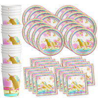 Unicorn Gold Birthday Party Tableware Kit For 16 Guests - BirthdayGalore.com