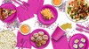 Solid Pink Birthday Party Tableware Kit For 16 Guests