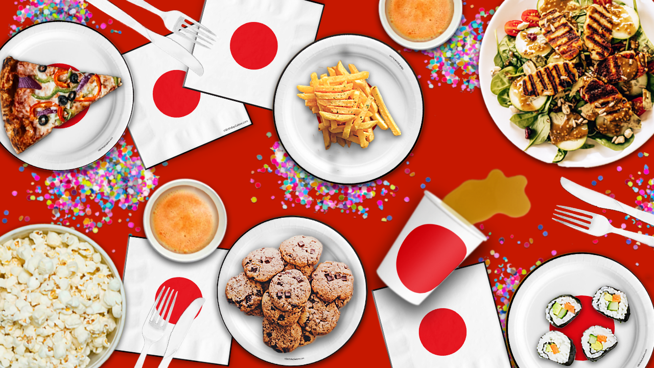 Japan Flag Birthday Party Tableware Kit For 16 Guests