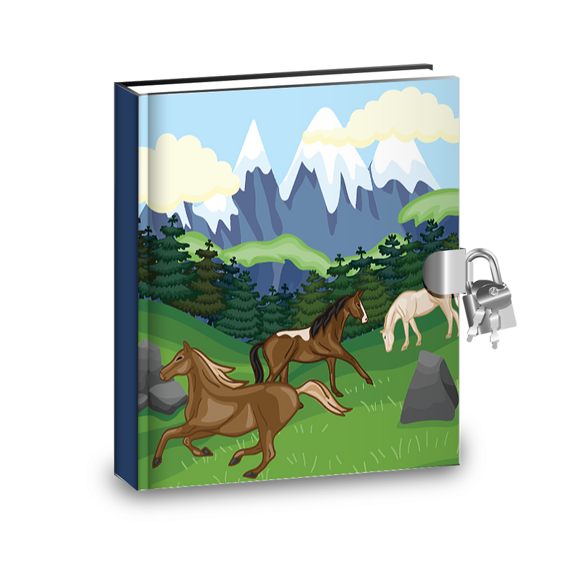 Gift Idea: Wild Horses Kids Diary With Lock - BirthdayGalore.com