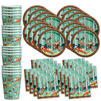 Woodland Animals Birthday Party Tableware Kit For 16 Guests - BirthdayGalore.com