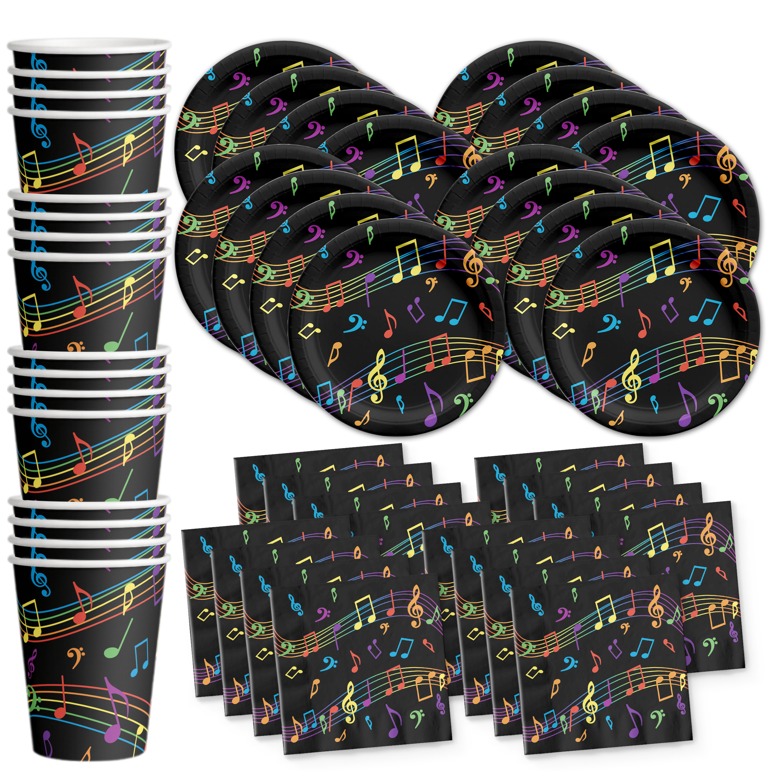 Colorful Music Notes Birthday Party Tableware Kit- 16 Guests