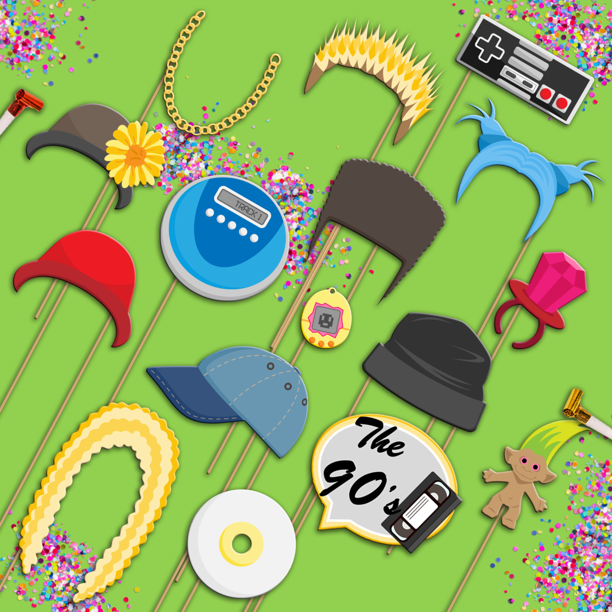 90-s-jam-decade-photo-booth-props-20pcs-assembled for 90s Photo Booth Props Printable Free 90's JAM! Decade Photo Booth Props 20pcs Assembled for 90s Photo Booth Props Printable Free